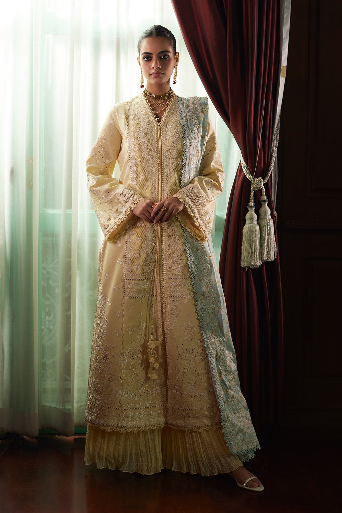 Daneen by Saad Bin Shahzad Front Open Shirt Set - Shahana Collection UK