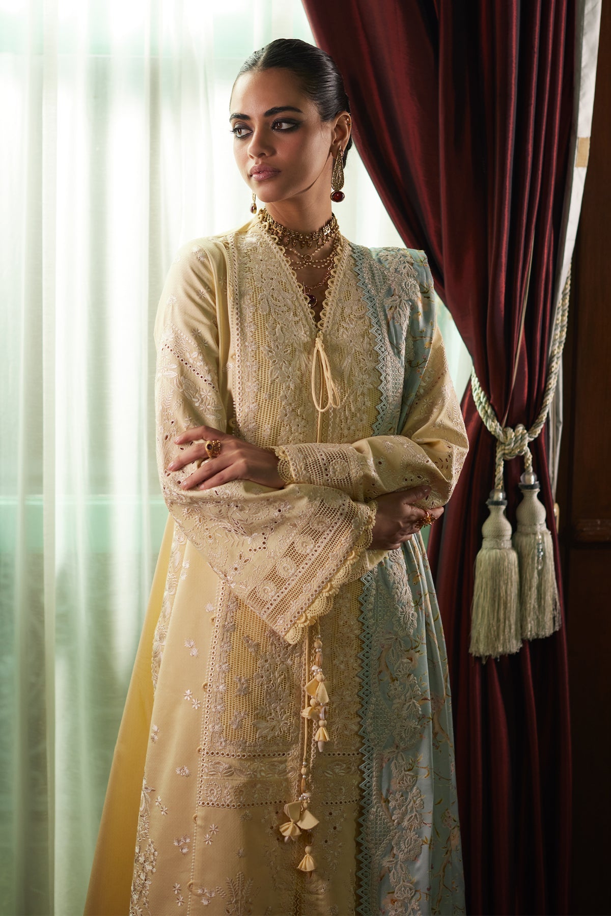 Daneen by Saad Bin Shahzad Front Open Shirt Set - Shahana Collection UK