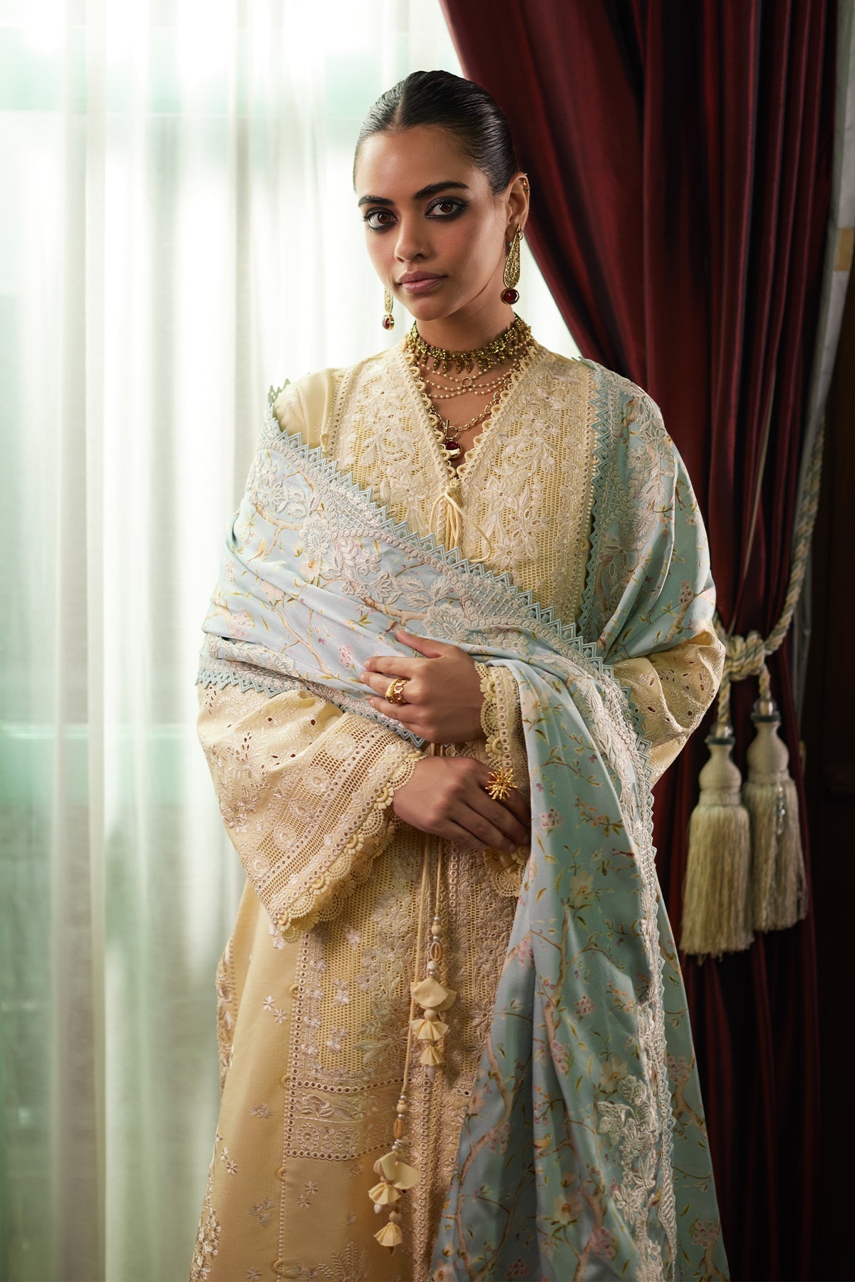 Daneen by Saad Bin Shahzad Front Open Shirt Set - Shahana Collection UK