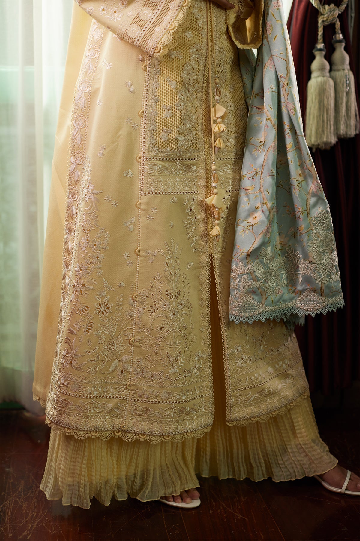 Daneen by Saad Bin Shahzad Front Open Shirt Set - Shahana Collection UK