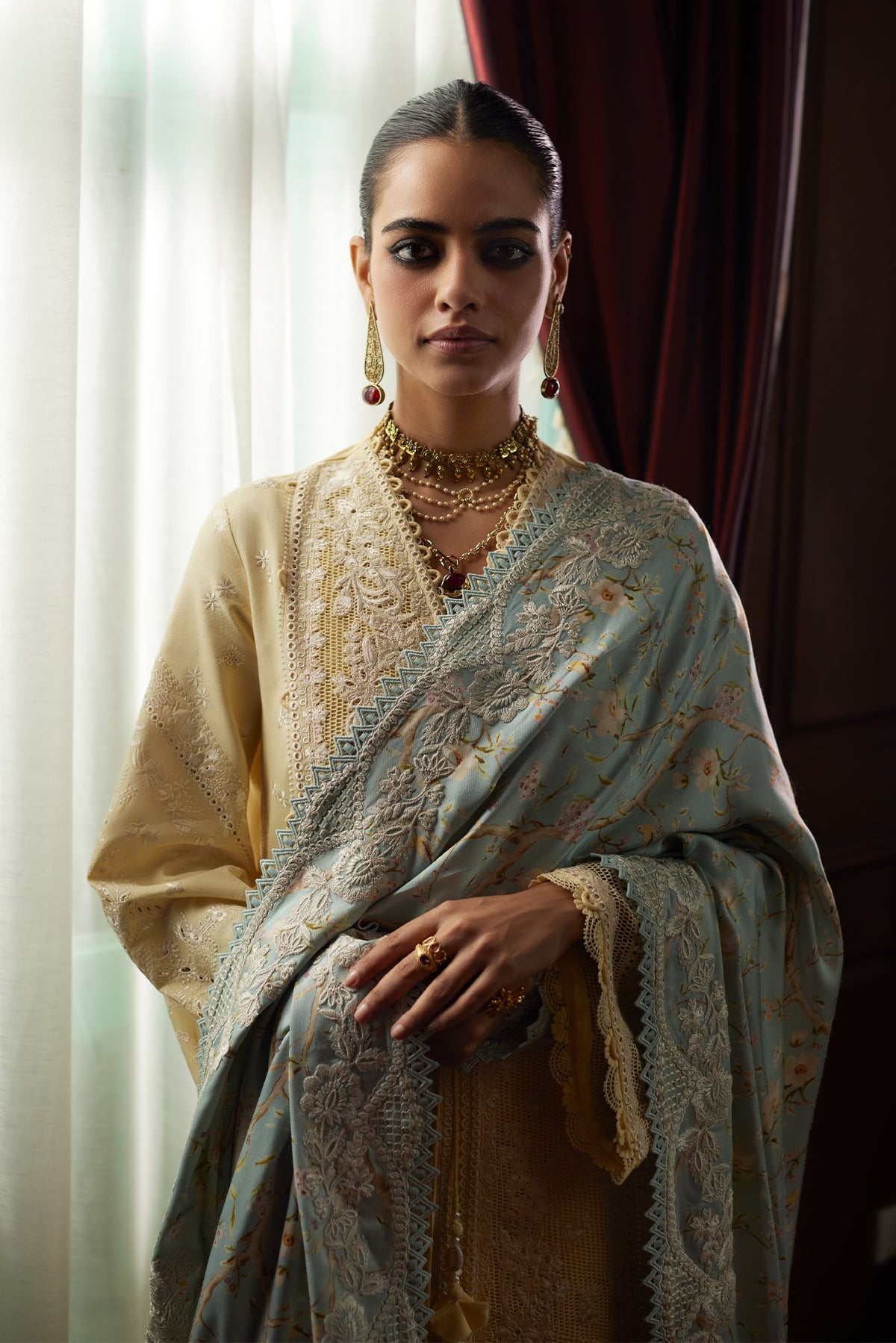 Daneen by Saad Bin Shahzad Front Open Shirt Set - Shahana Collection UK
