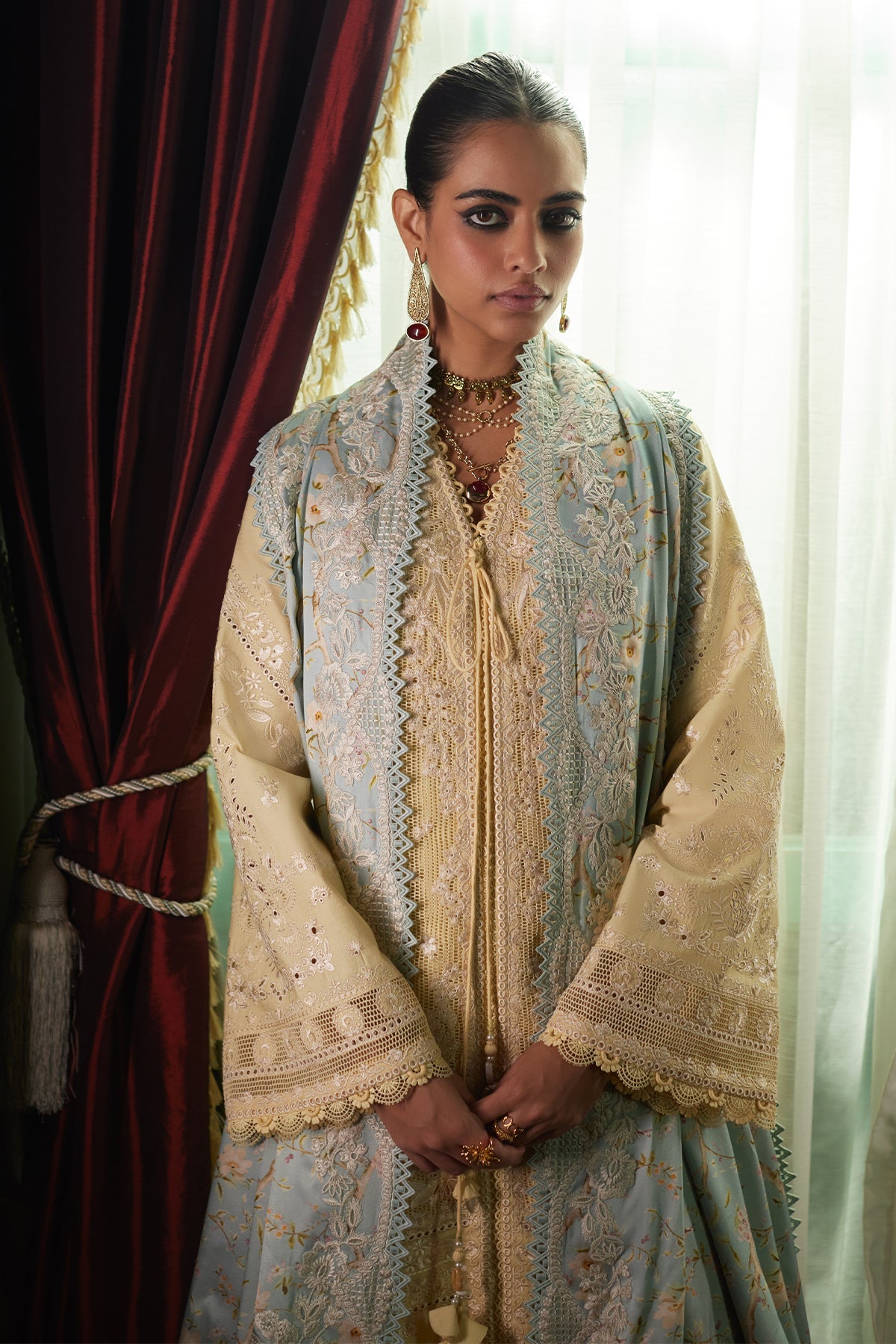 Daneen by Saad Bin Shahzad Front Open Shirt Set - Shahana Collection UK