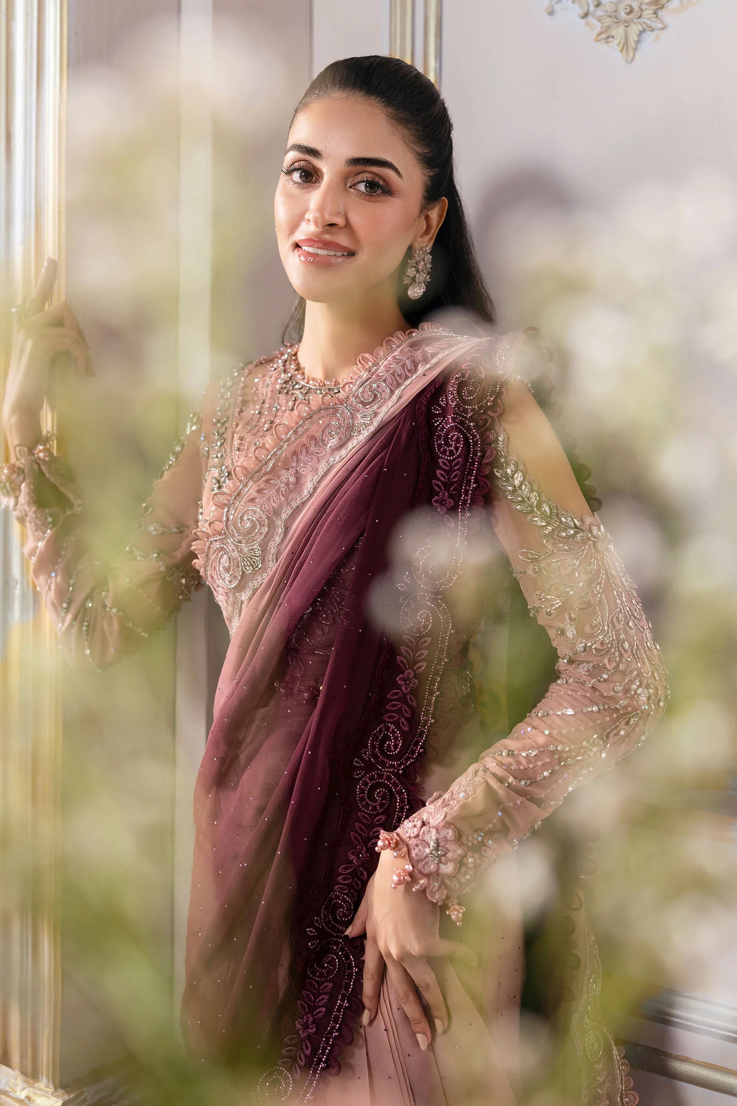 Unstitched Embroidered Chiffon Saree | BD-3001