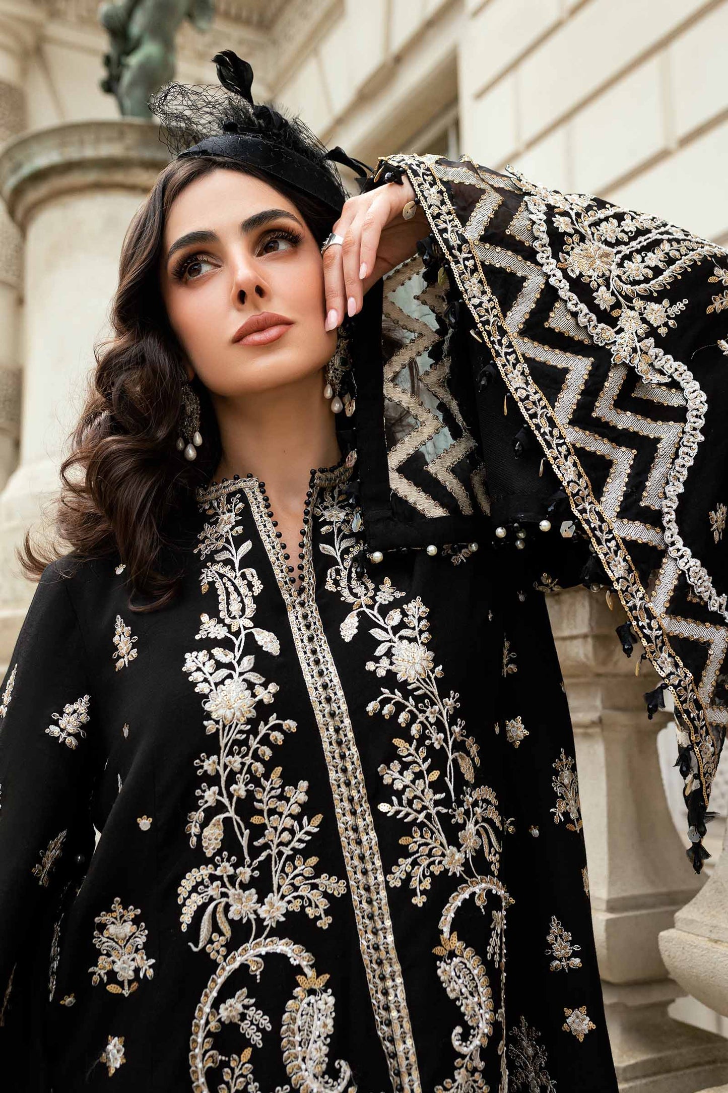 3 Piece Unstitched Embroidered Raw Silk Suit
