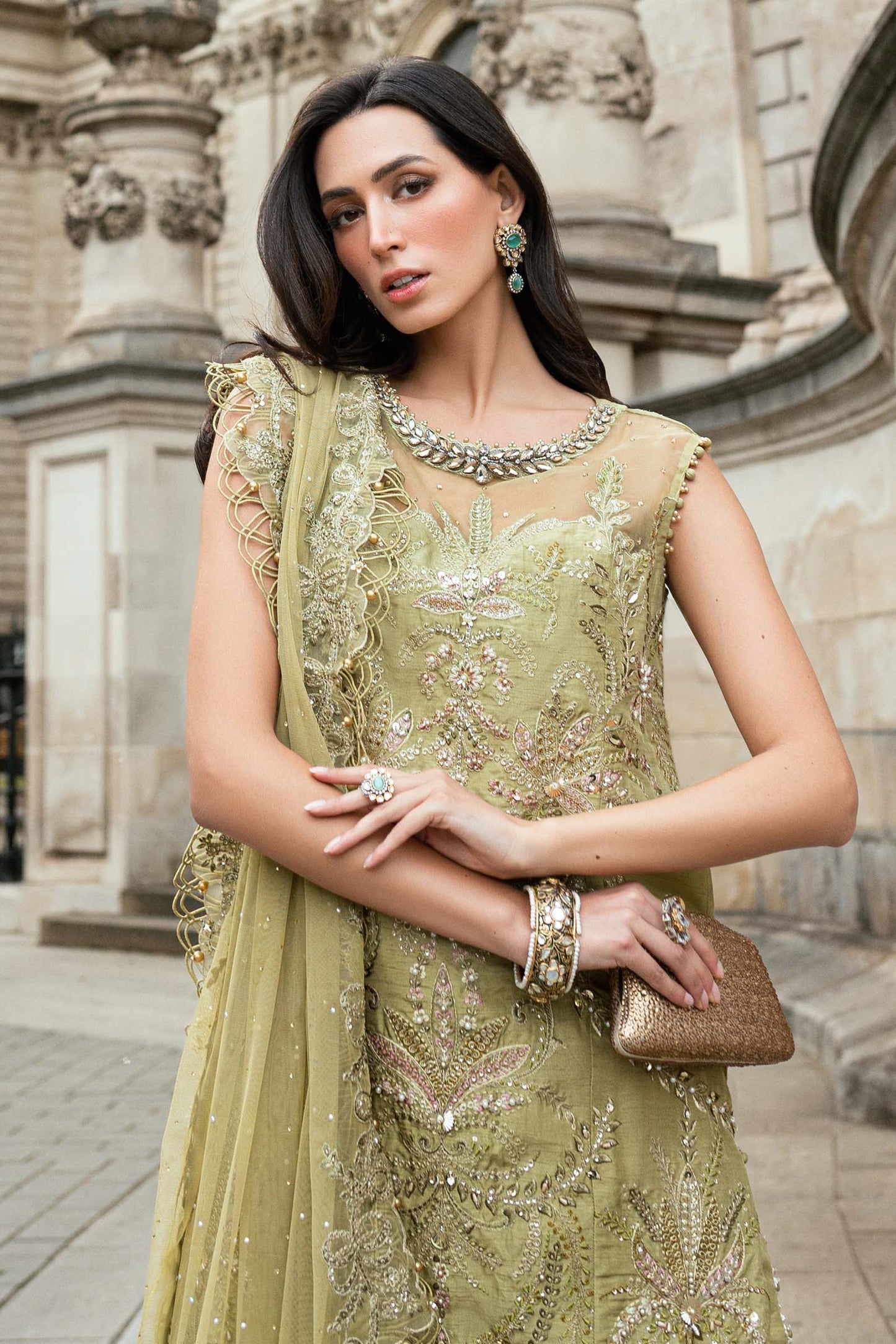 3 Piece Unstitched Embroidered Raw Silk Suit