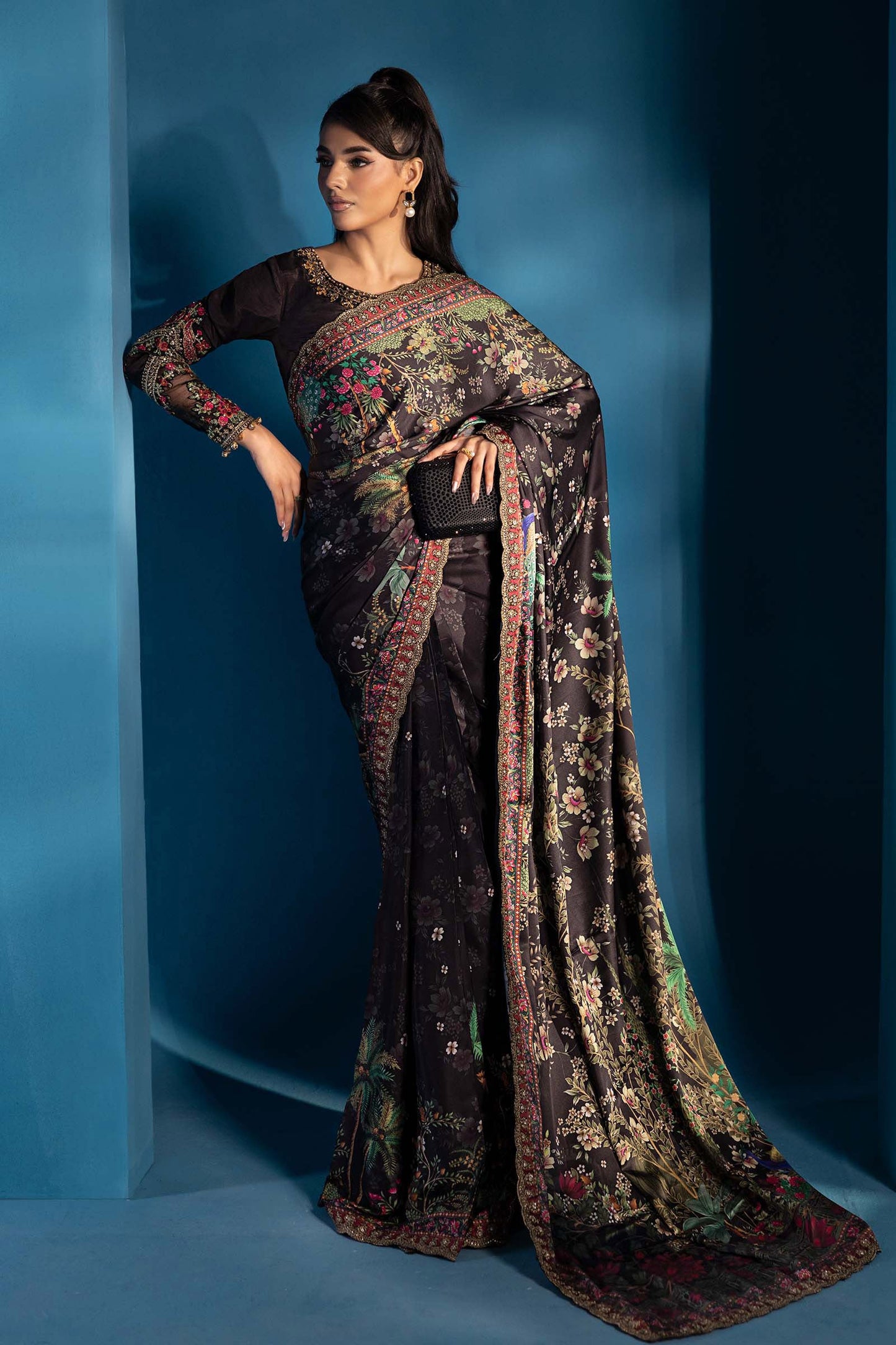 Embroidered Satin Silk Saree
