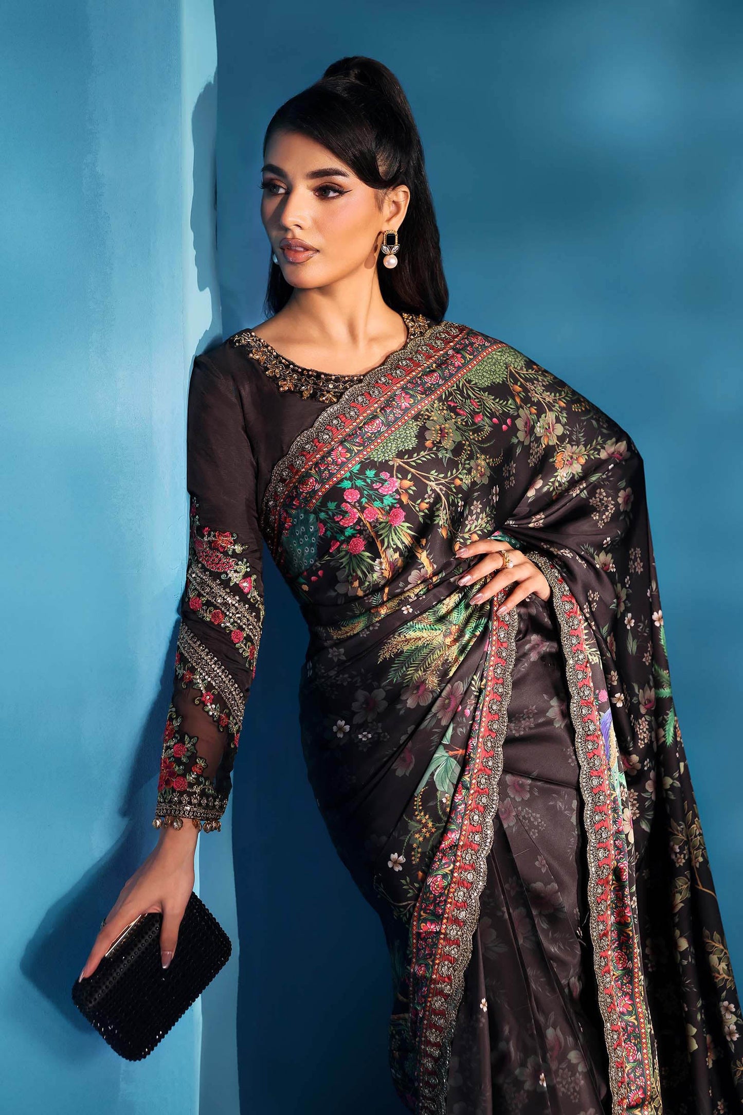 Embroidered Satin Silk Saree