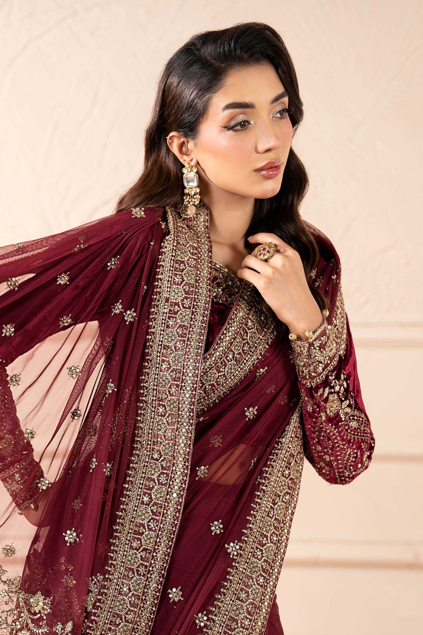 Embroidered Net Saree