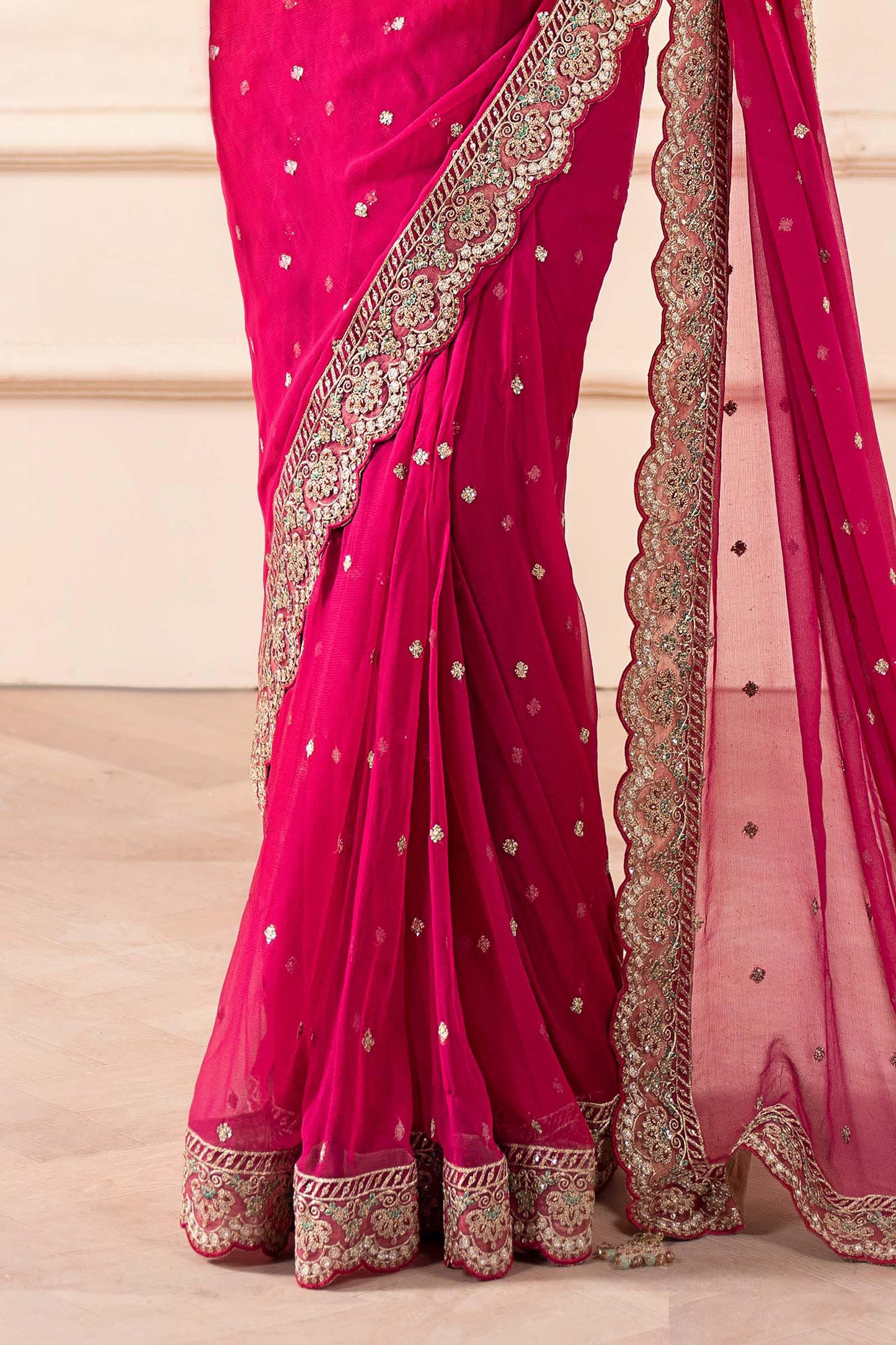 Embroidered Chiffon Saree SF-W25-05-Pink