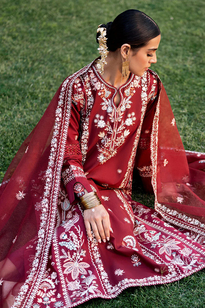 ROUGE ZEST-3PC EMBROIDERED LAWN SUIT