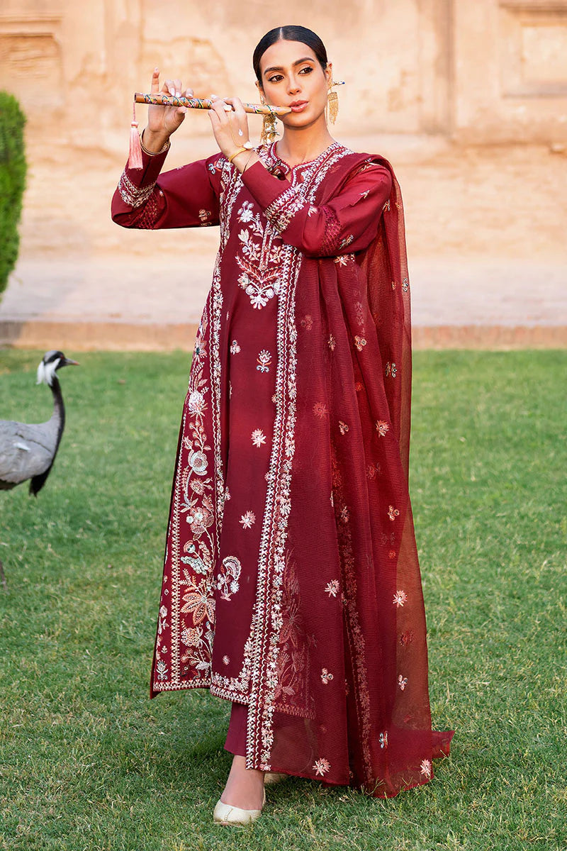 ROUGE ZEST-3PC EMBROIDERED LAWN SUIT